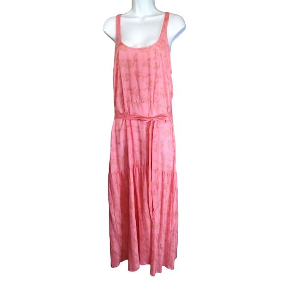 Hurley Womens Monroe High Slit Blouson Maxi Dress Pink Gold Large - Picture 5 of 9